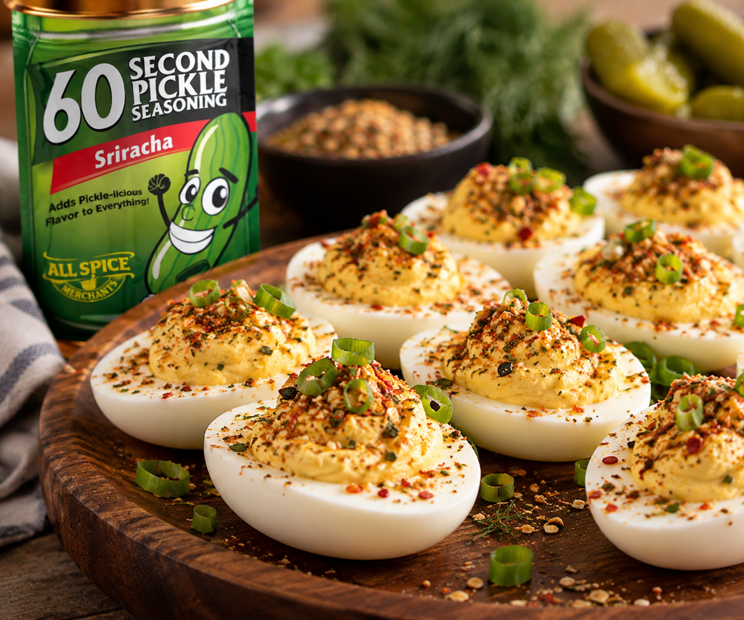 Sriracha Pickle Deviled Eggs