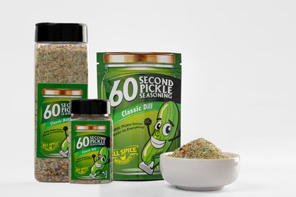 Classic Dill pickle-flavor seasoning blend in 3 sizes
